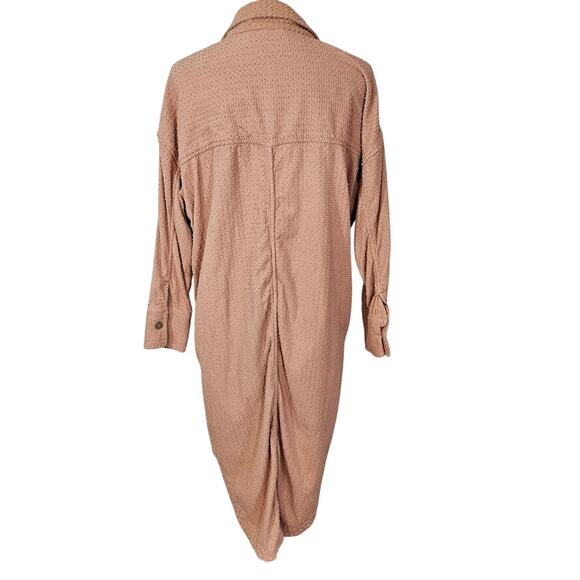 Free People Tan Long Button Down Shacket Dress - Picture 10 of 12